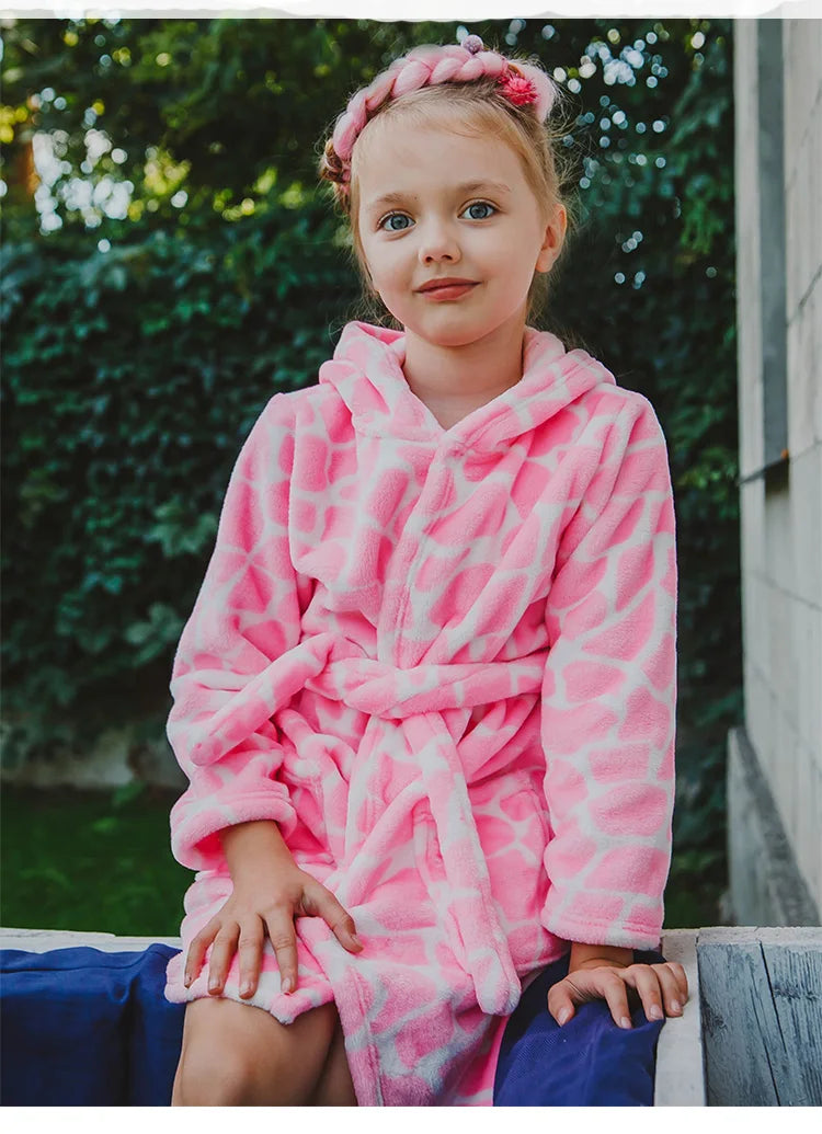 Flanell-Pyjama für Jungen und Mädchen, Herbst und Winter, Kinder-Nachtwäsche, weiche Kapuze, Kinder-Homewear, 2–8 Jahre