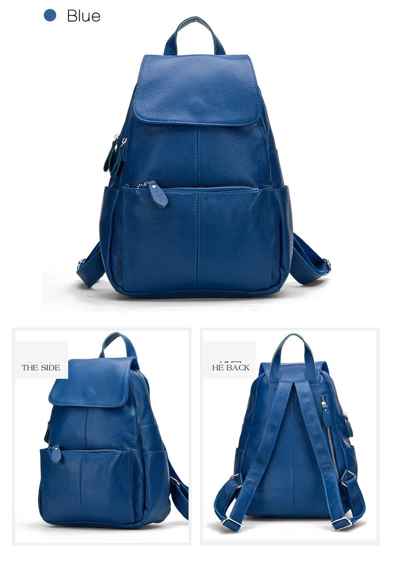 Zency Stilvoller Damen-Rucksack aus echtem Leder in Weiß und Schwarz, A++-Qualität, Diebstahlsicherer Rucksack mit großem Fassungsvermögen, Reise-Designer-Rucksack