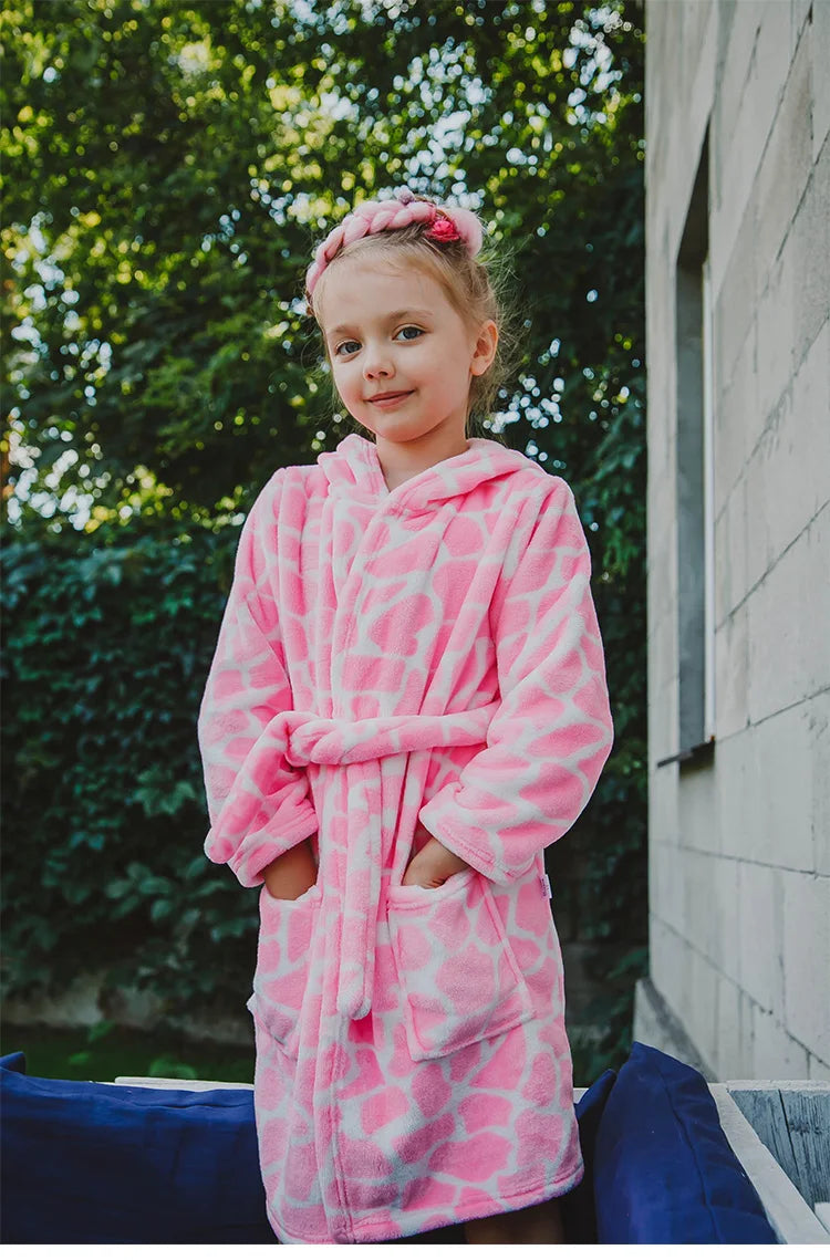 Flanell-Pyjama für Jungen und Mädchen, Herbst und Winter, Kinder-Nachtwäsche, weiche Kapuze, Kinder-Homewear, 2–8 Jahre