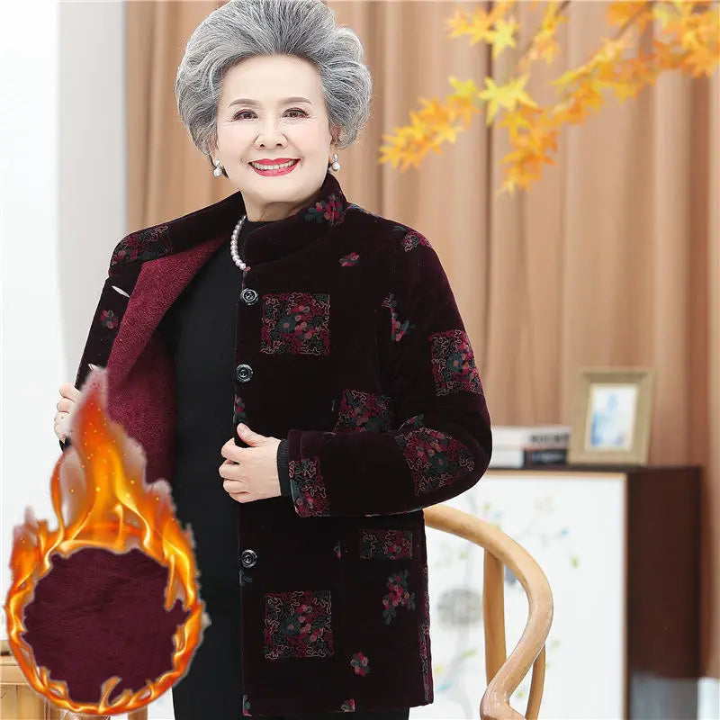 Winter frauen Baumwolle Gefütterte Jacke 50 Zu 80 Jahre Alte Oma Mantel Dicke Samt Warme Mittel Im Alter Von Mutter parkas Plus Größe XL-5XL