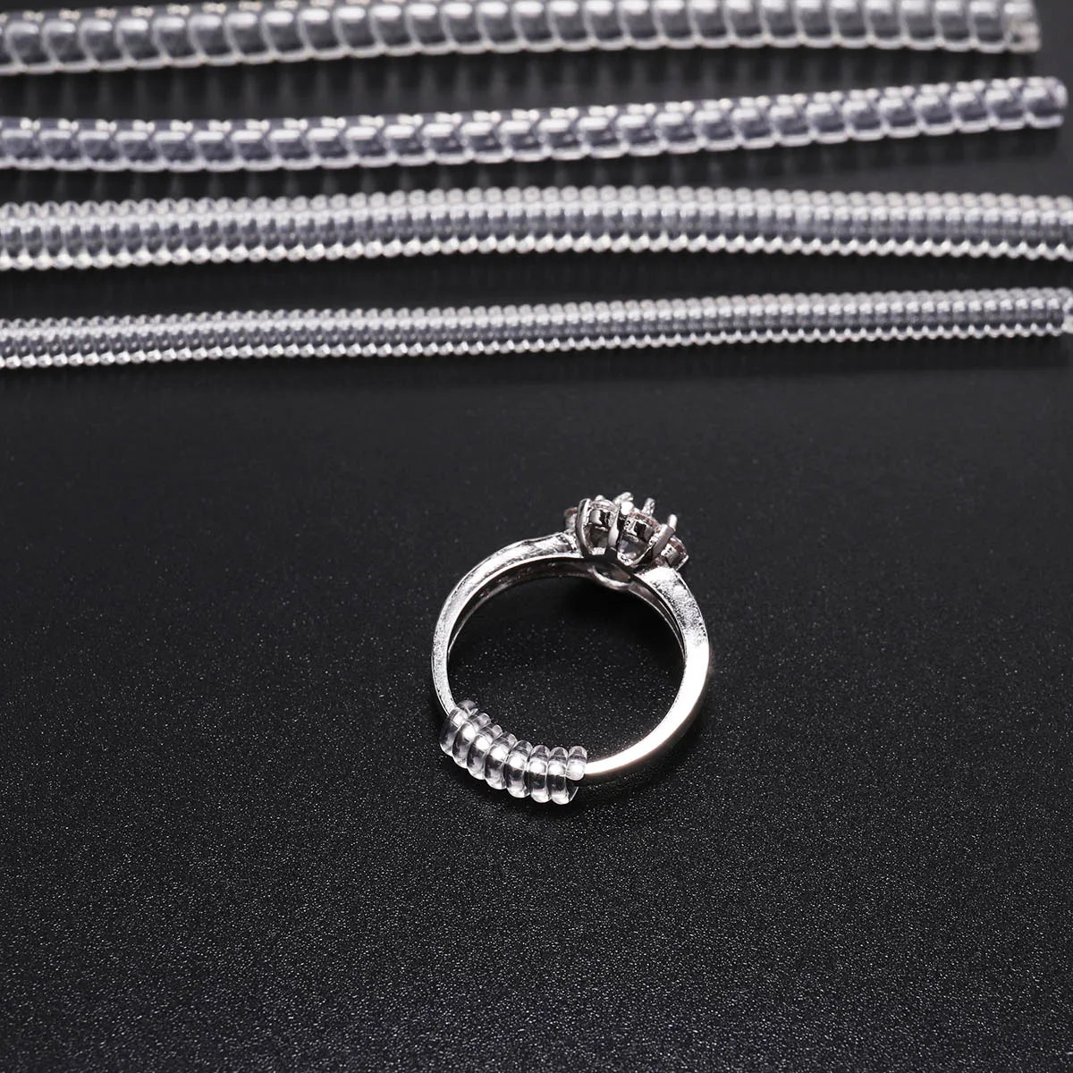 4 pcs/lot Transparent Spiral Based Ring Tools Spring Coil Ring Size Adjuster Protector Tightener Reducer Sizing Tool For Jewelry