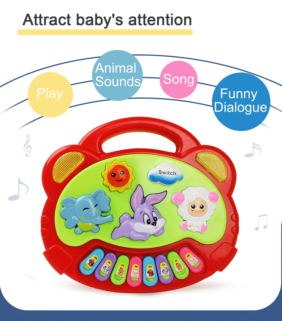 Kinder Cartoon Klavier Tastatur Spiel mit Tier Sounds Blinklicht Musik Baby Instrument Musik Spielzeug Pädagogisches Spielzeug Kinder Geschenke