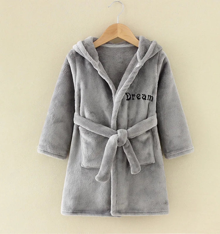 Flanell-Pyjama für Jungen und Mädchen, Herbst und Winter, Kinder-Nachtwäsche, weiche Kapuze, Kinder-Homewear, 2–8 Jahre