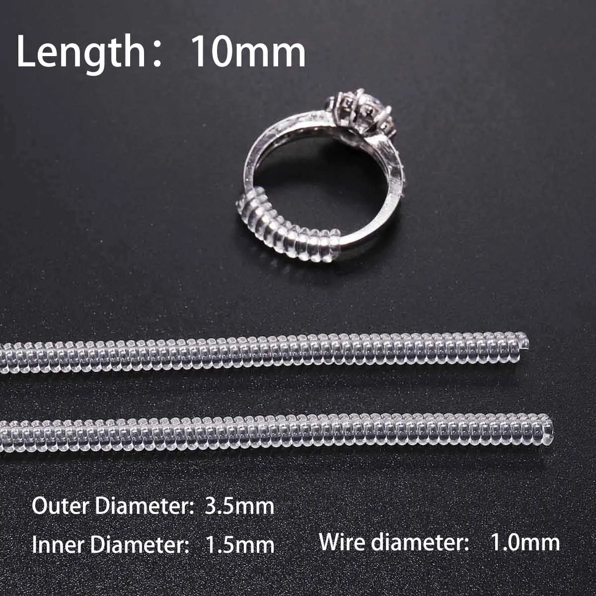 4 pcs/lot Transparent Spiral Based Ring Tools Spring Coil Ring Size Adjuster Protector Tightener Reducer Sizing Tool For Jewelry