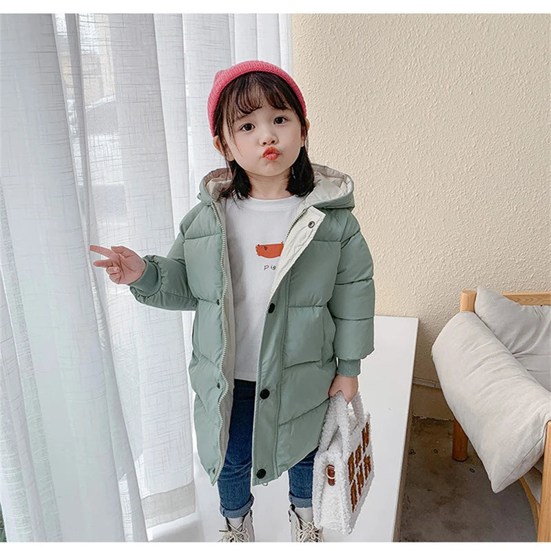 Kinder Daunen Lange Oberbekleidung Winter Herbst Teen Baumwolle Kleidung Jungen Mädchen Baumwolle Gefütterte Parka Mäntel Große Kinder Verdicken Warme jacke