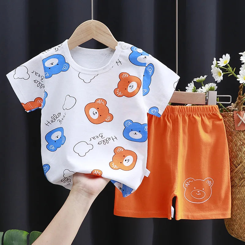 Kinder Kleidung Set Baby Jungen/Mädchen T-Shirt + Shorts Sommer Kleidung Baumwolle Cartoon Casual Jungen Trainingsanzug Kinder Baby Kleidung set