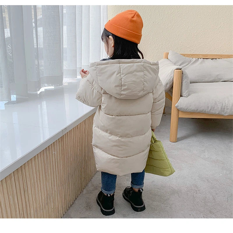 Kinder Daunen Lange Oberbekleidung Winter Herbst Teen Baumwolle Kleidung Jungen Mädchen Baumwolle Gefütterte Parka Mäntel Große Kinder Verdicken Warme jacke