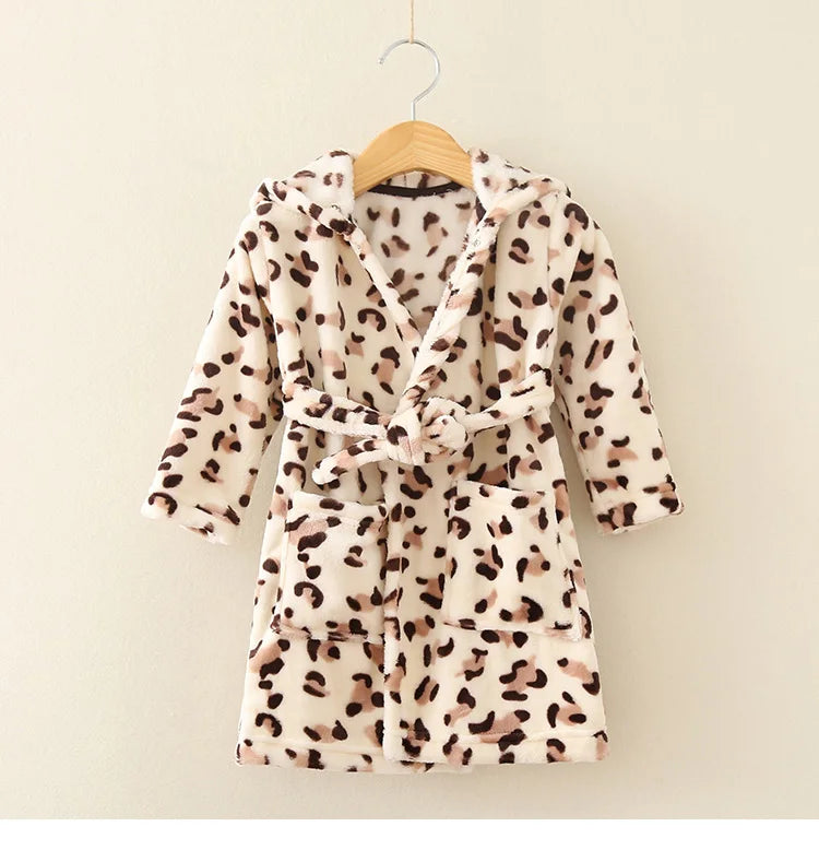 Flanell-Pyjama für Jungen und Mädchen, Herbst und Winter, Kinder-Nachtwäsche, weiche Kapuze, Kinder-Homewear, 2–8 Jahre