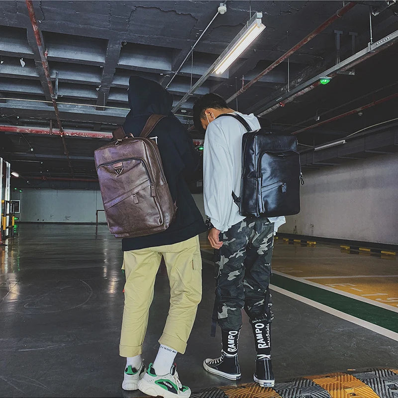 Männer Rucksack PU Leder Rucksack Große Laptop Rucksäcke Männlichen Mochilas Casual Schul Für Jugendliche Jungen Hohe Qualität Rucksack