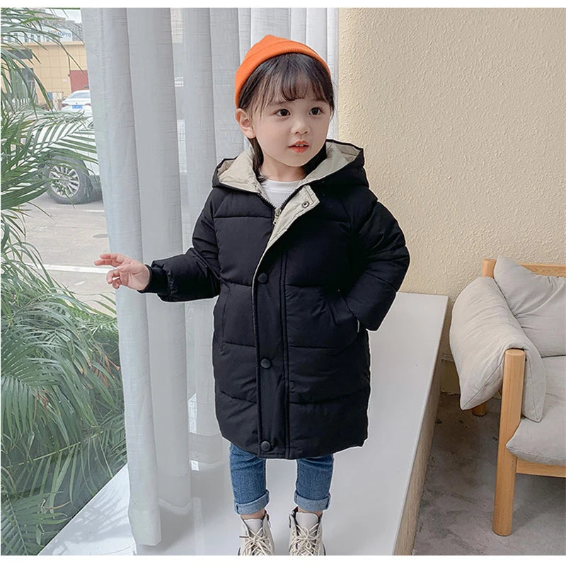 Kinder Daunen Lange Oberbekleidung Winter Herbst Teen Baumwolle Kleidung Jungen Mädchen Baumwolle Gefütterte Parka Mäntel Große Kinder Verdicken Warme jacke