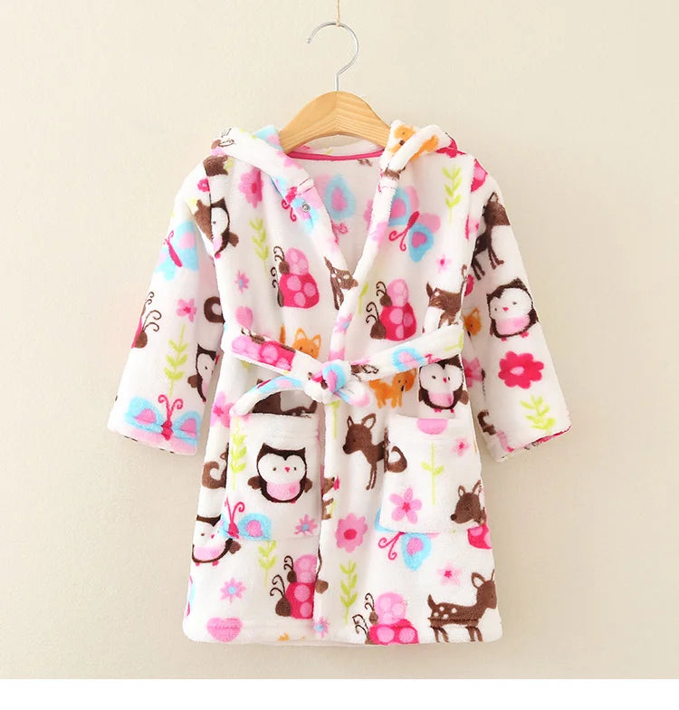 Flanell-Pyjama für Jungen und Mädchen, Herbst und Winter, Kinder-Nachtwäsche, weiche Kapuze, Kinder-Homewear, 2–8 Jahre