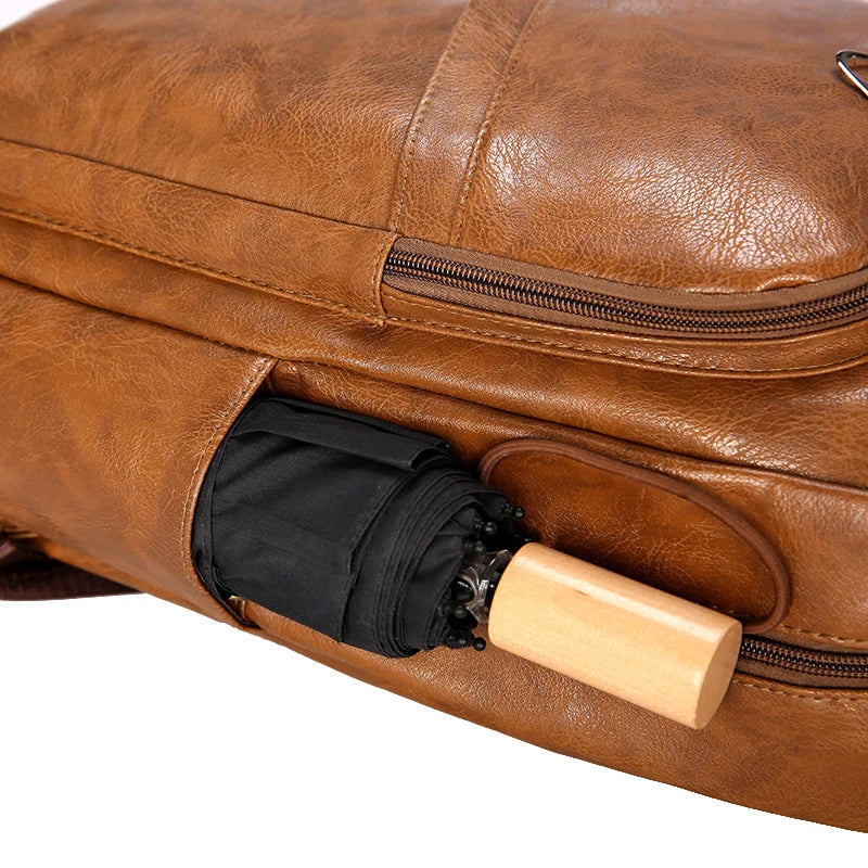 Männer Rucksack PU Leder Rucksack Große Laptop Rucksäcke Männlichen Mochilas Casual Schul Für Jugendliche Jungen Hohe Qualität Rucksack