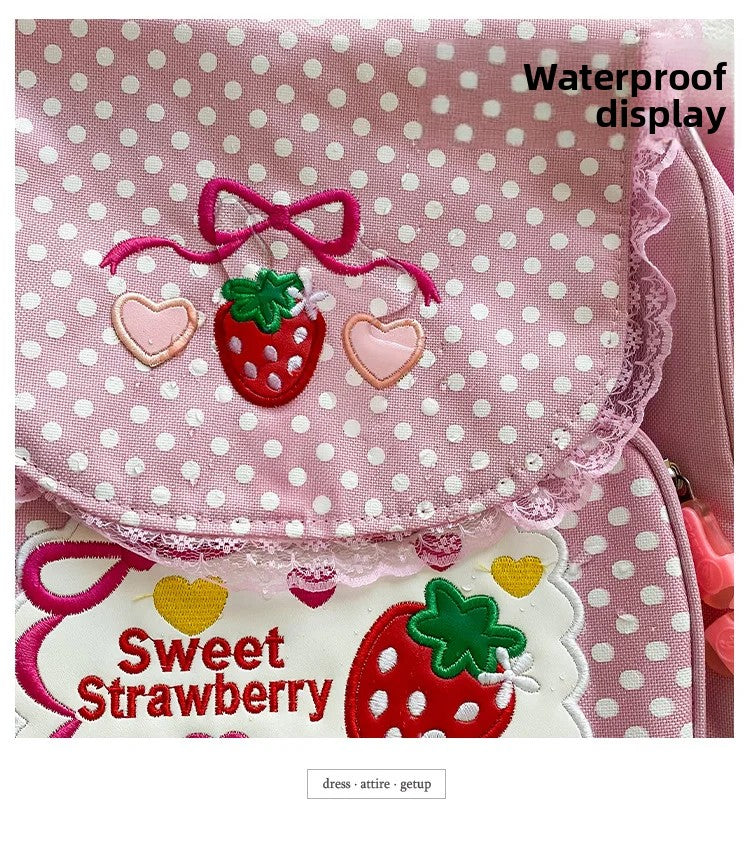 Strawberry Embroidered Backpack