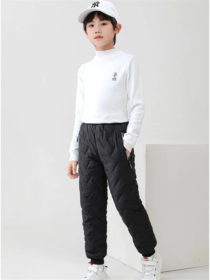 Winter Gepolsterte Hosen Kinder Dicke Plus Samt Warme Hosen Jungen Lamm Wolle Baumwolle Lange Hosen Herbst Kinder Casual Sport Hosen