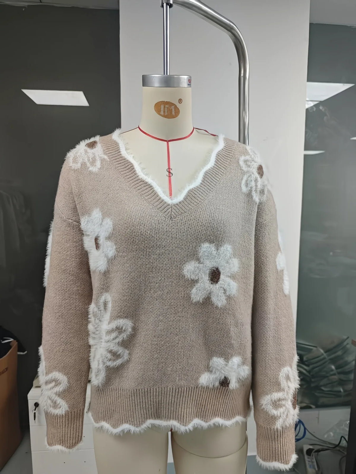 Frauen Invierno Herbst Modus Neue Herbst Pullover V-ausschnitt Jacquard Lange ärmeln Vielseitig Gestrickte Pullover Pullover Maglione Da Donna