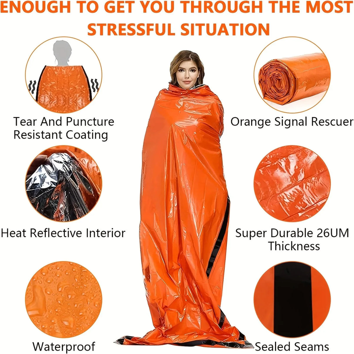 Tragbare Wasserdichte Notfall Überleben Schlafsack Outdoor Edc Camping Ausrüstung Thermische Sack Erste Hilfe Rettungs Kit Mylar Decke