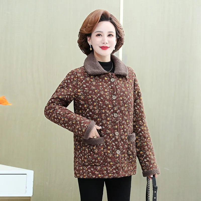 Mutter Winter Baumwolle Kleidung Plüsch Dicke Warme Gepolsterte Mantel Mittleren Alters Mutter Casual Parkas Ältere Oma Jacke