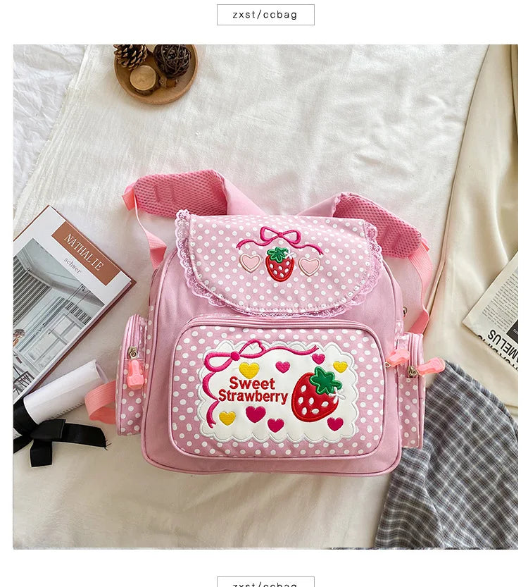 Strawberry Embroidered Backpack