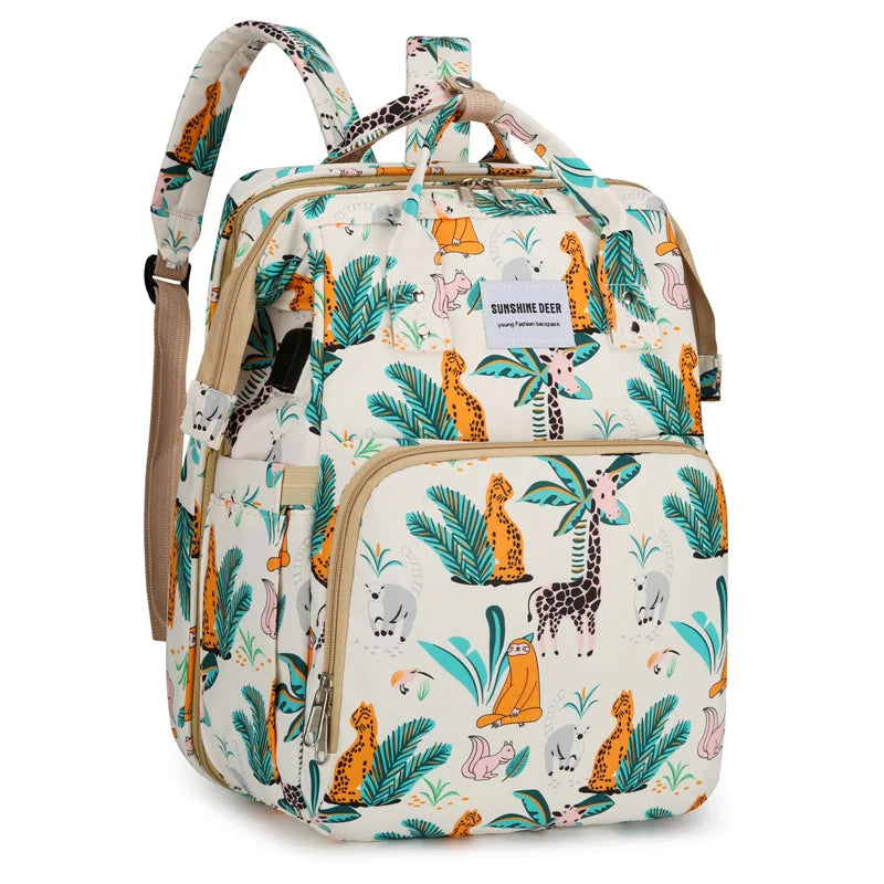 Mama Wickeltaschen Babybett Mutter Große Kapazität Windel Milchflasche Rucksäcke mit Wickelunterlage Praktische Baby-Stilltaschen Geschenk