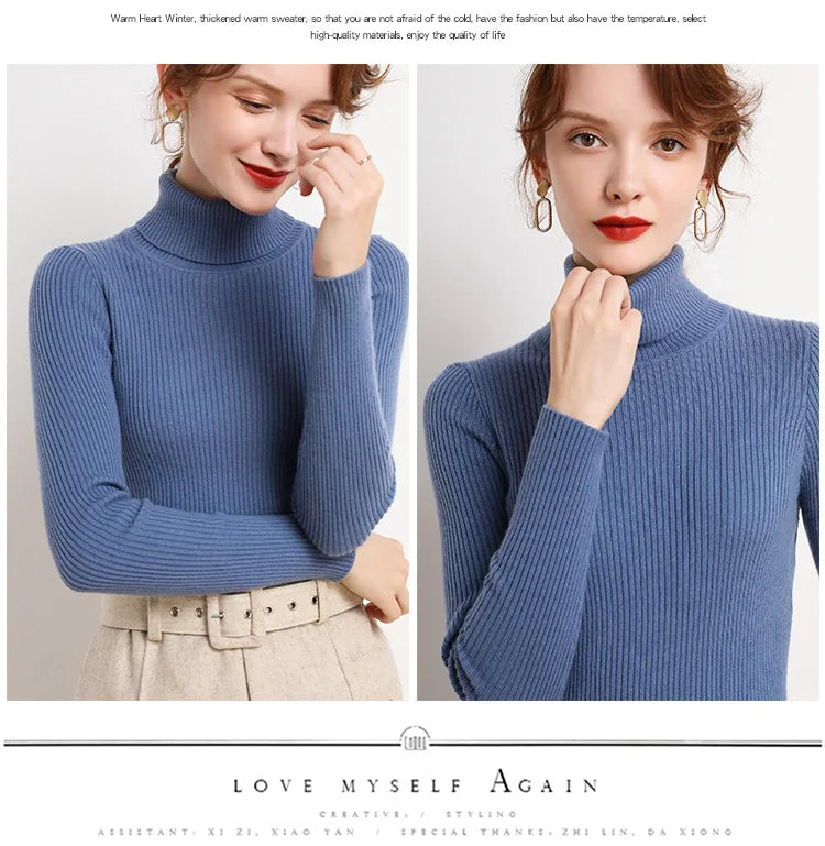 Heliar Damen-Herbstpullover mit Rollkragen, gestrickte, weiche Pullover, Kaschmirpullover, einfache, weiche Pullover für Damen, 2026, Herbst und Winter