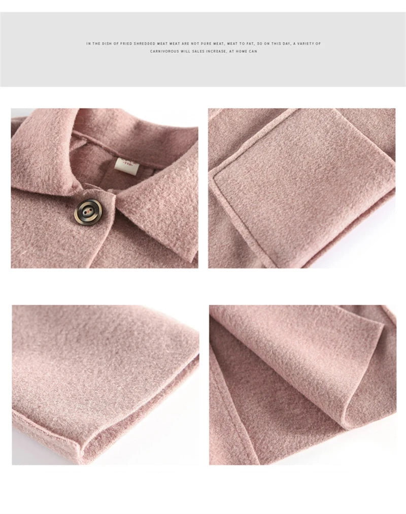 Mädchen Wolle warme Mäntel Kinder Herbst Winter lässige Oberbekleidung Kinder feste Farbe Mode Jacke Teen Turndown Kragen Kleidung