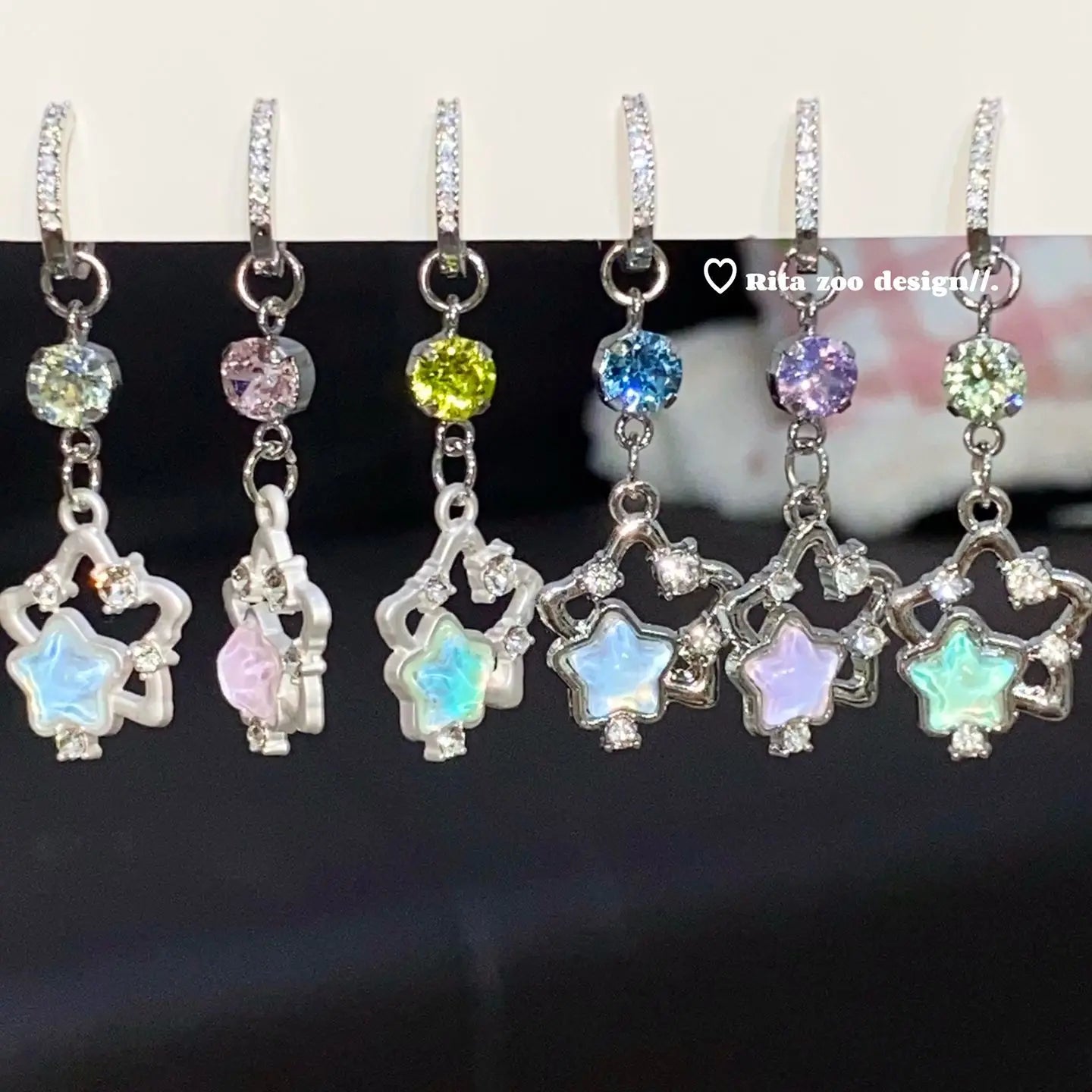 Französischer Süßer Stern-Handyanhänger Y2K Ästhetischer Kristallherz-Anhänger Kawaii Taschenanhänger Trendiger Schmuck Geschenk für Mädchen