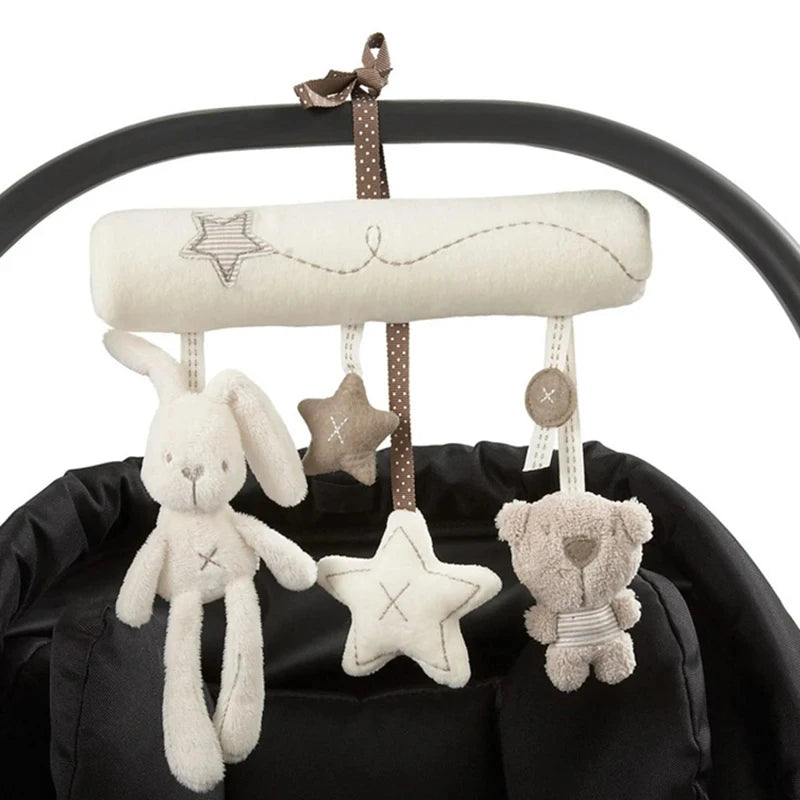 2025 neue Hängende Bett Kaninchen Baby Hand Glocke Sicherheit Sitz Plüsch Spielzeug Multifunktionale Plüsch Spielzeug Kinderwagen Mobile Geschenke
