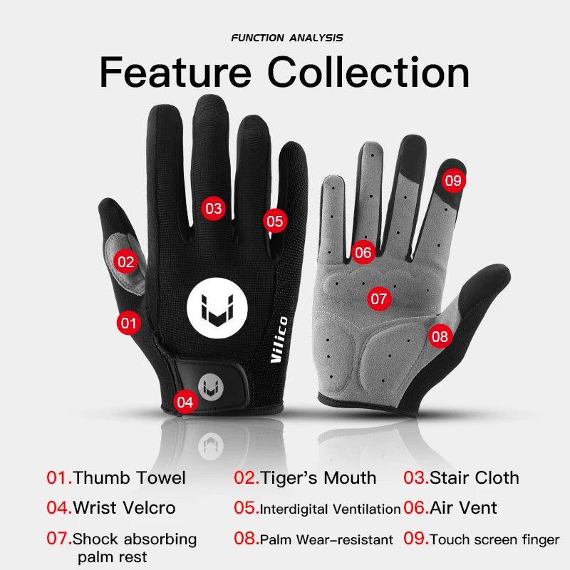 Herbst Winter MTB Radfahren Lange Finger Handschuhe Nicht-Rutsch Verschleiß Shock Proof Atmungsaktive Touchscreen Fahrrad Motorrad Handschuhe Männer