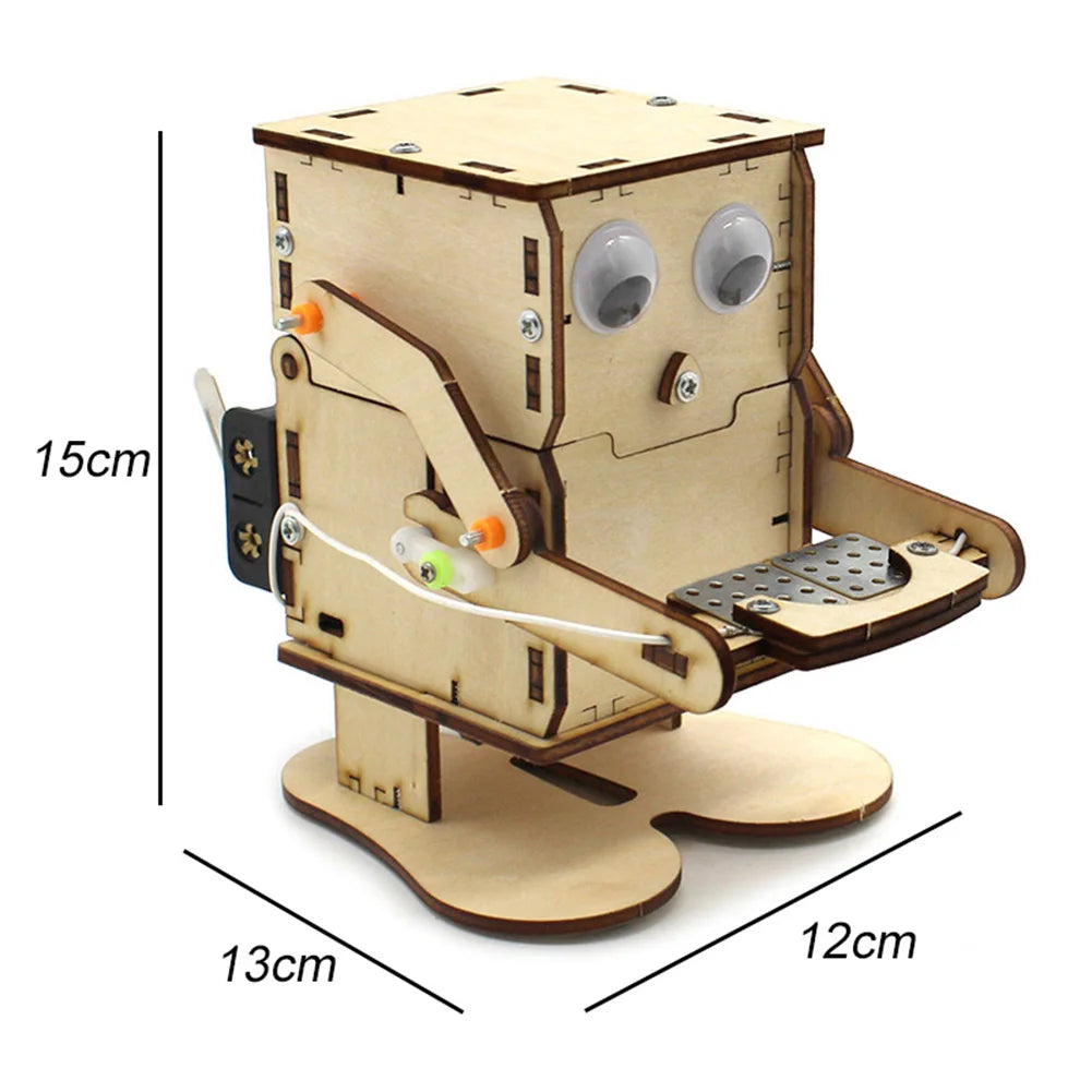 DIY Roboter Münze-Fressendes Holzmodell Lehrreiches STEM-Projekt-Set für Wissenschaftsexperimente Bildungsspielzeug Holz-Bausatz