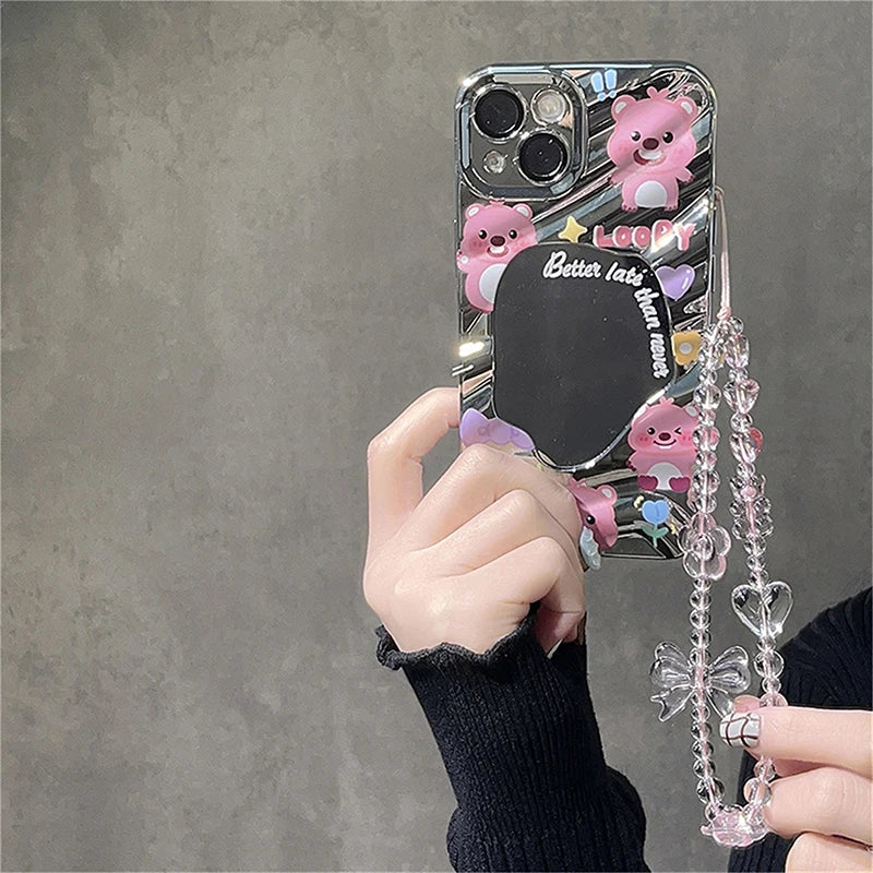Pink Bear Phone Strap Charm