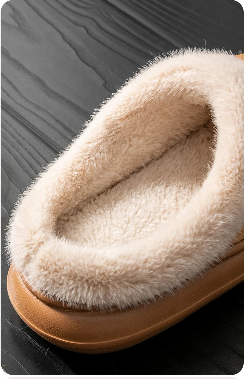 Herbst und Winter Herren Baumwolle Hausschuhe Plüsch warm dick Home Wear rutschfeste verschleißfeste weiche Unterseite bequeme warme Schuhe