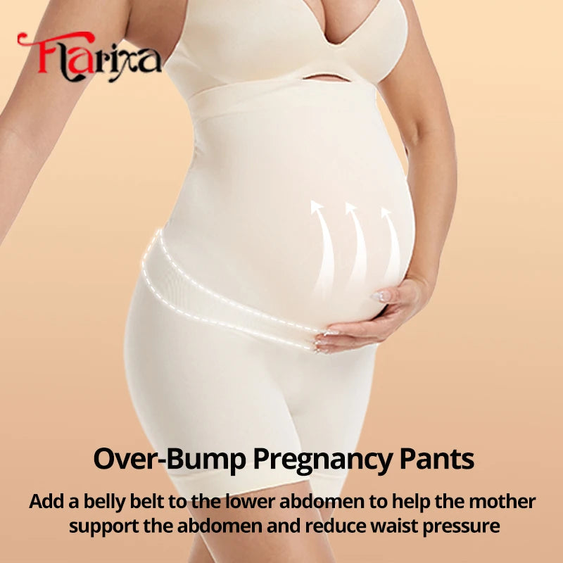Flarixa Nahtlose Mutterschaft Leggings Shorts Hohe Taille Schwangere Frauen Höschen Schwangerschaft Bauch Bump Boxer Briefs Hohe Elastische