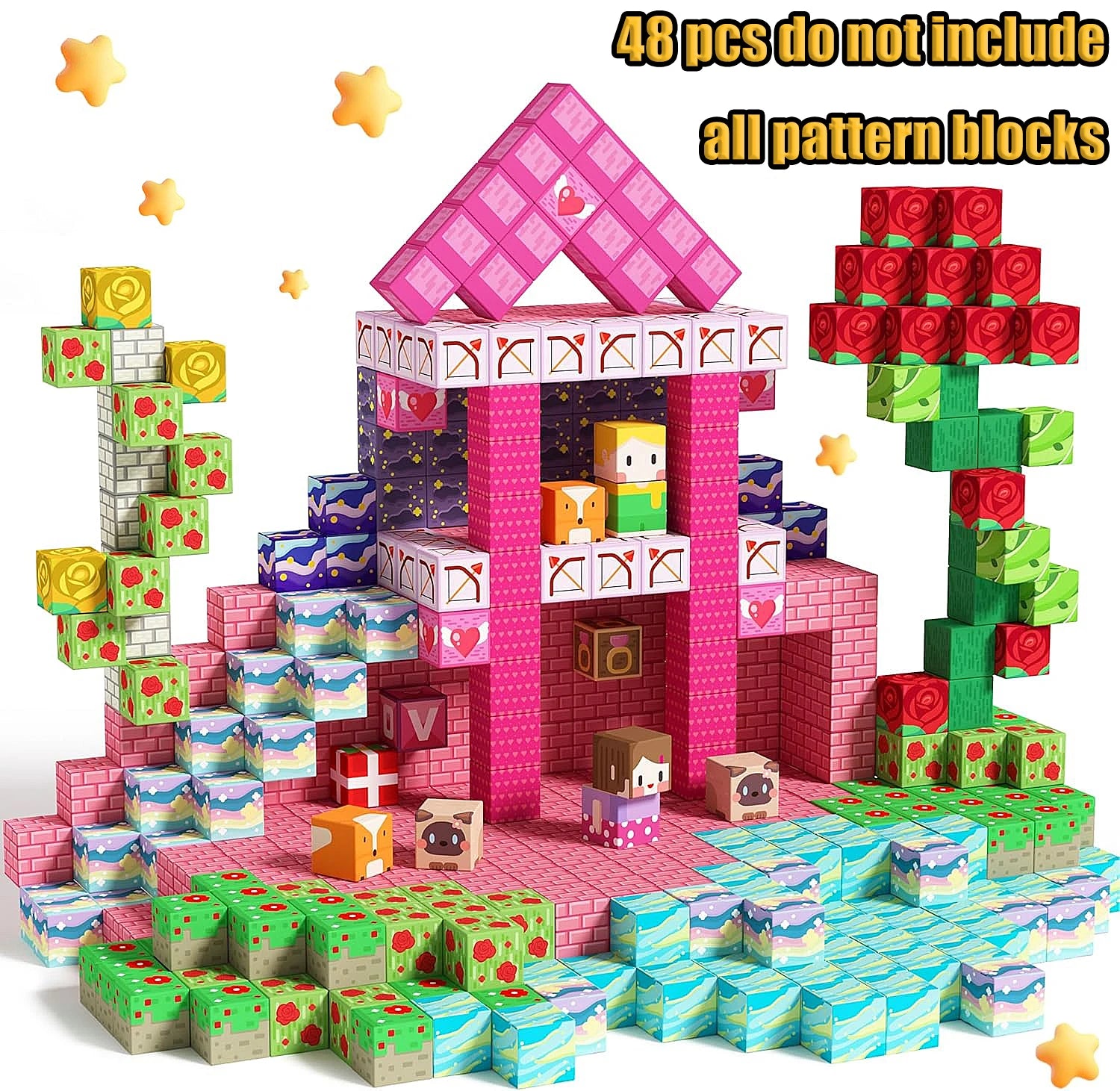 Magnetische Bausteine Minenwelt Magnetisches Pool-Schloss Villa Party Konstruktions-Bausteine STEM Jungen Mädchen Kinder Spielzeug-Set Geschenk