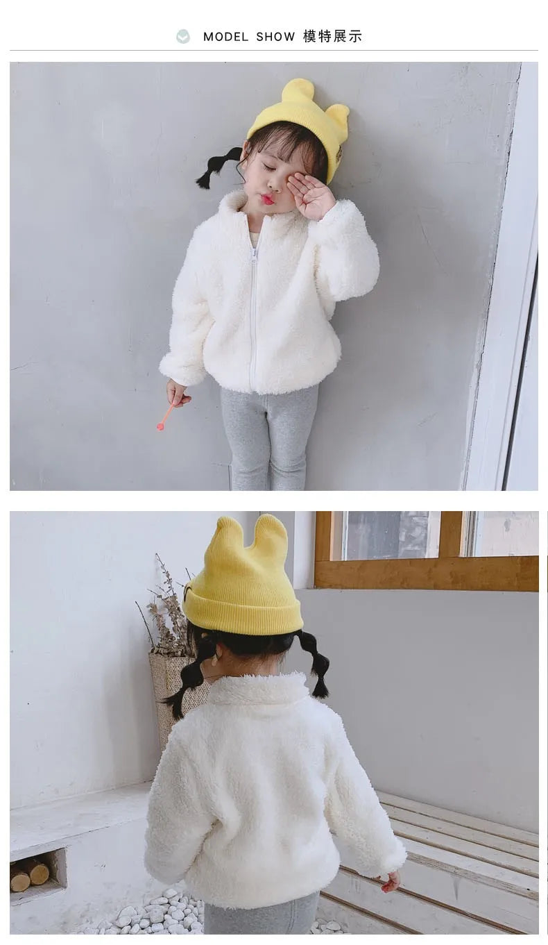 Einfarbig Mode Kinder Plüsch Mantel Herbst Winter Warme Baby Mädchen Junge Casual Jacke Mantel Kinder Kleidung Kleinkind Oberbekleidung