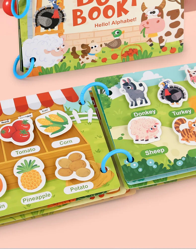 Neue Montessori-Szenenaufkleber für Kinder, DIY-Hand-on-Puzzle, wiederverwendbare Bücher, Cartoon-Lernkognitionsspielzeug für Kinder, Geschenk