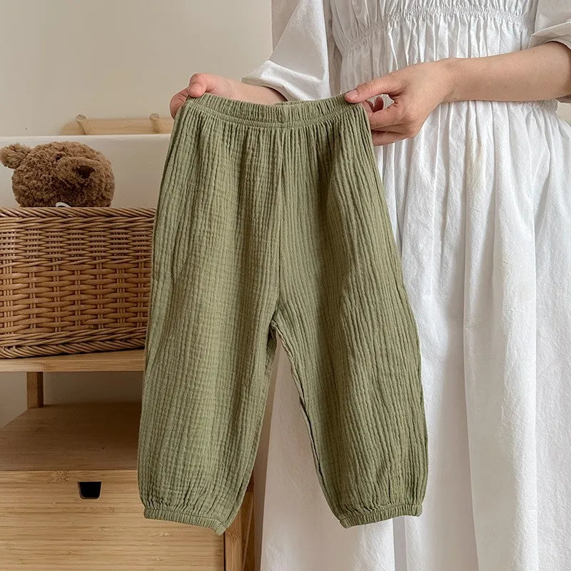 Einfarbig Einfache kinder Hosen Sommer Kleidung Dünne Lose Kinder Anti-moskito Hosen Baby Mädchen Pumphose Casual Hosen