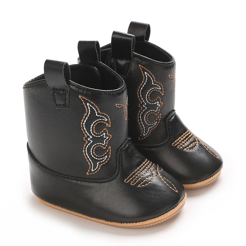 Winterstiefel für Babys, Jungen und Mädchen, 0–12 Monate, Western-Denim, Lauflernschuhe, warm, lässig, modisch