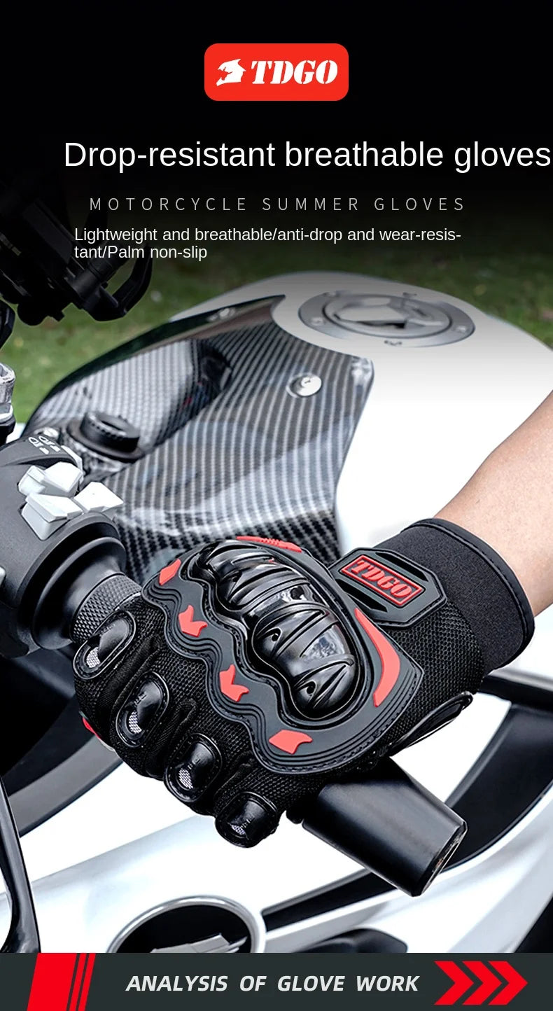 Sommer Motorrad Atmungsaktive Vollfinger Handschuhe Leder Schutzausrüstung Dirt Bike Sport Racing Reithandschuhe