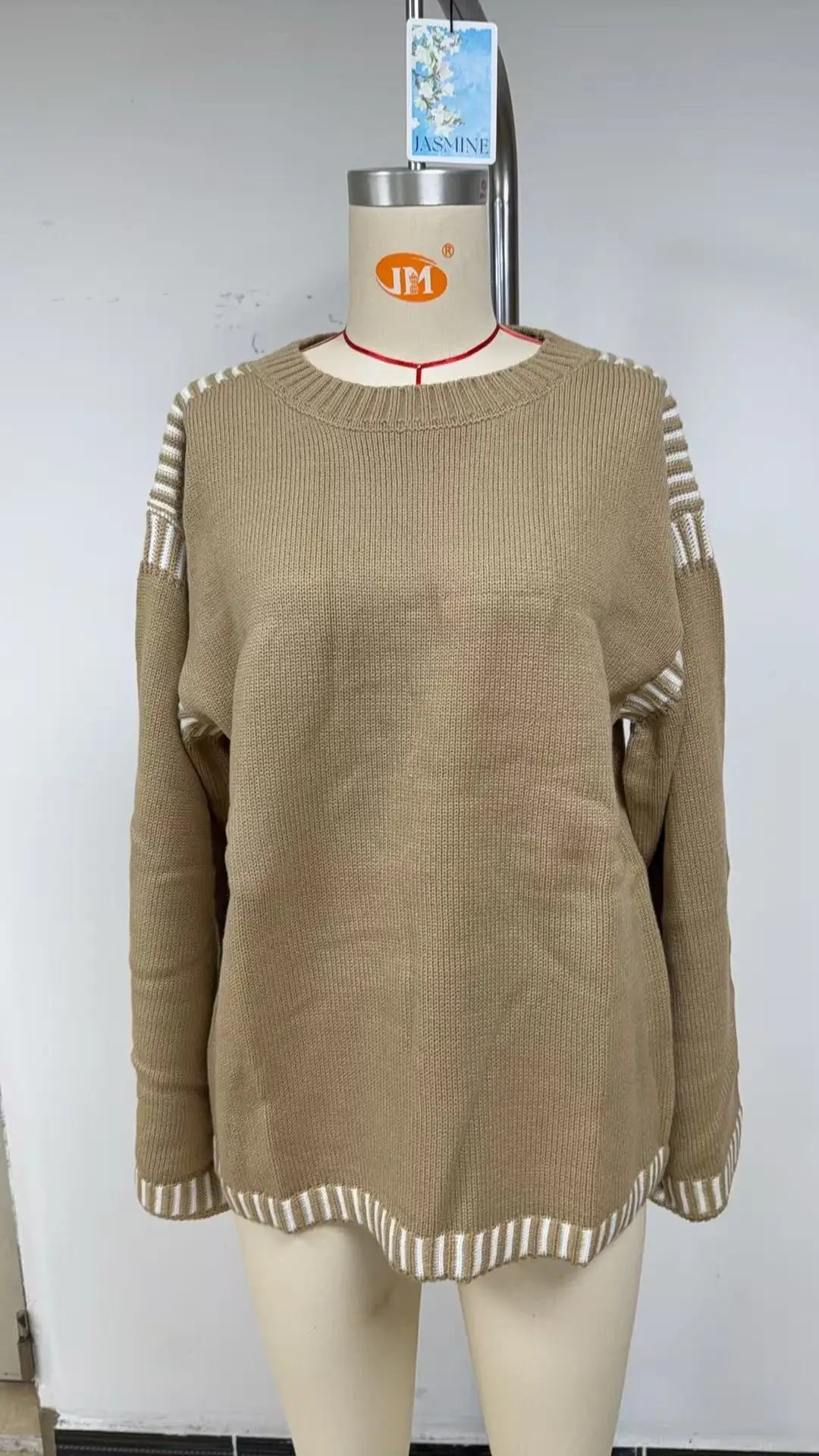 Strickwaren Damen Kleidung Sueter Roupas Femininas Damen Winter Strickpullover Rundhalsausschnitt Lose Lange Ärmel Herbst Mode 2025