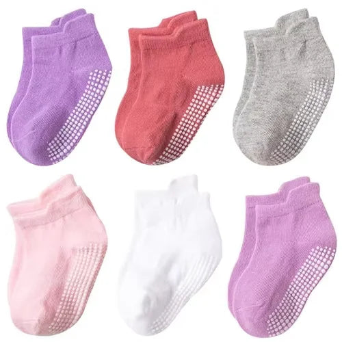 6 Paare/satz kinder Socken Für Jungen Mädchen Casual Sport Kinder Boden Boot Junge Mädchen Solide Baby Kleinkind Socke Anti-slip Frühling Herbst