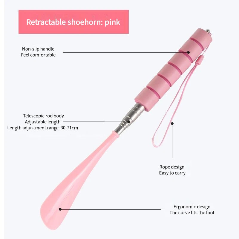Extendable Long Shoe Horns, 30 cm–71 cm, Metal Shoe Horn, for Pregnant Women, Elderly, No Bending Over Shoe Spoon, 1 Piece