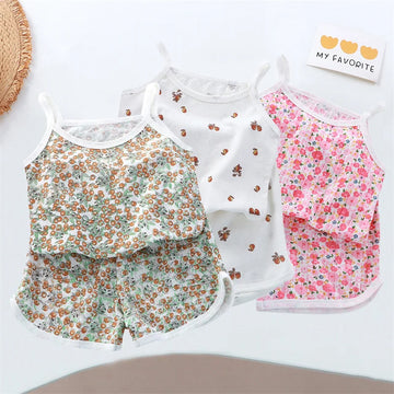 2026 Neues Kinder-Set aus Oberteil und Shorts, Sommer-Dünnes Baby-Baumwoll-Unterhemd, Ärmelloses Loungewear-Set für Mädchen