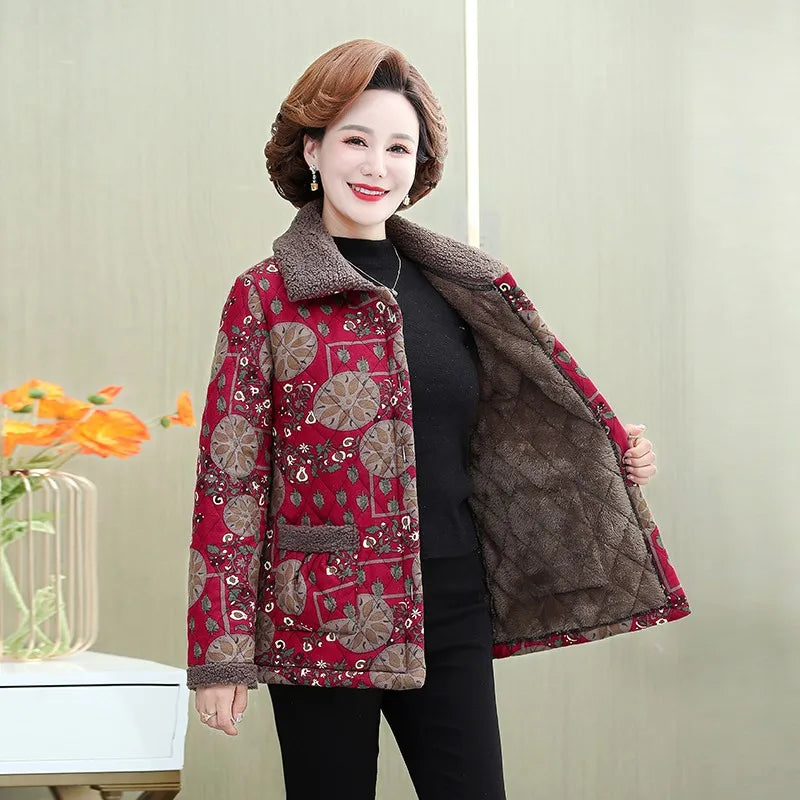Mutter Winter Baumwolle Kleidung Plüsch Dicke Warme Gepolsterte Mantel Mittleren Alters Mutter Casual Parkas Ältere Oma Jacke