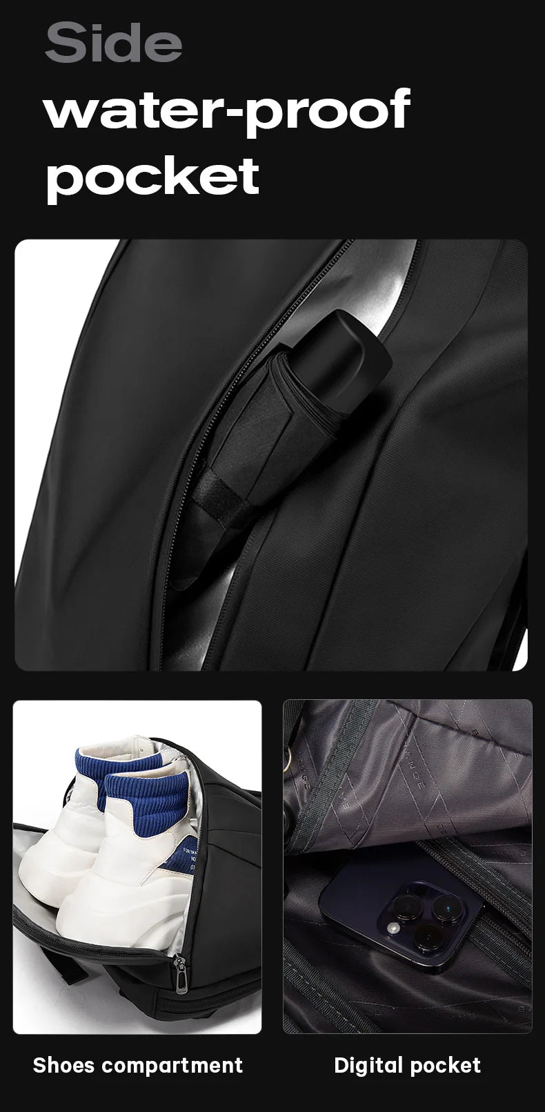 Bange Herren-Mode-Rucksack, 15,6 Zoll, multifunktionaler wasserdichter Rucksack, tägliche Reisetasche, lässiger Schulrucksack mit Schnalle
