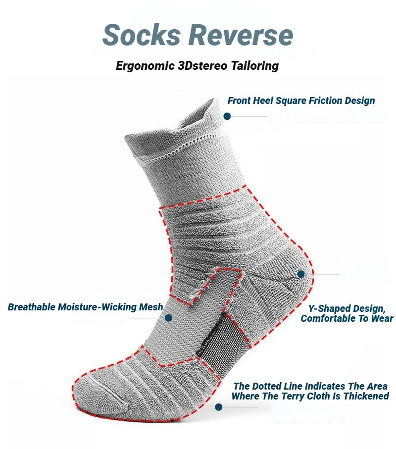 3 Paar rutschfeste Fußballsocken für Herren, kurze, lange Röhrensocken, Fußball, Basketball, Sport, atmungsaktiv, geruchshemmend, Größe 39–45, zum Laufen, Wandern
