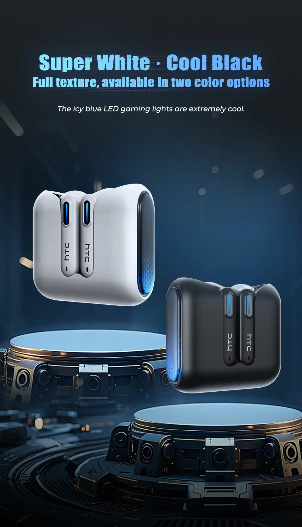 HTC NE49 Bluetooth-Kopfhörer V6.0 TWS Sport-Funkkopfhörer Ultra-geringe Latenz-Spiel-Headset-Ohrhörer Lange Lebensdauer