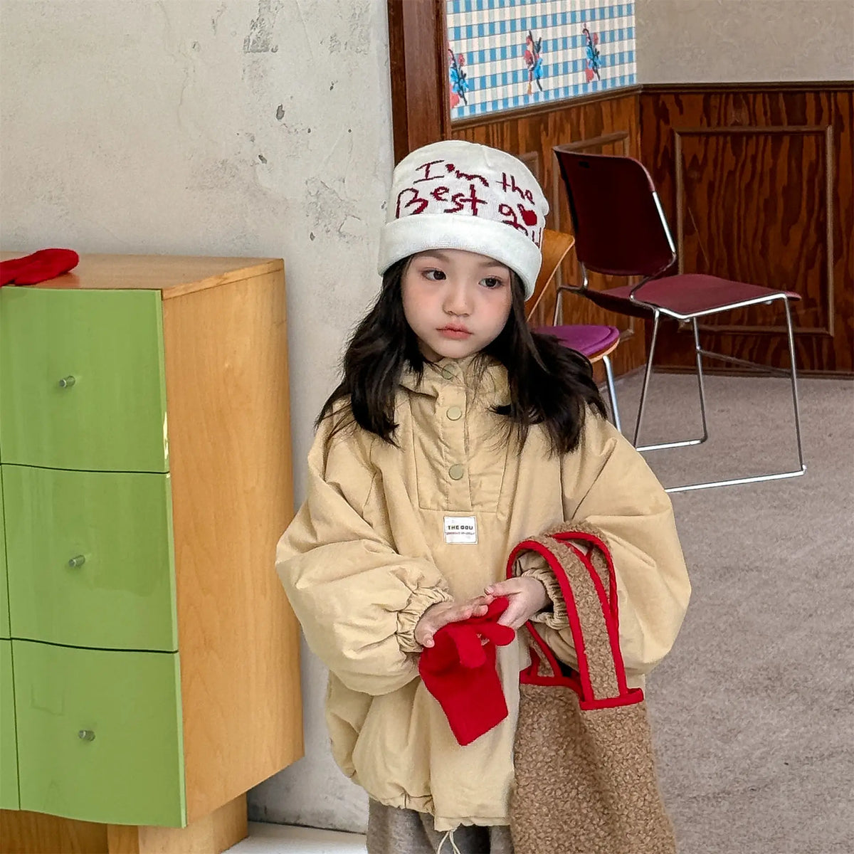 Kindermantel 2026 Winter Neuer Koreanischer Kapuzenmantel mit Wattierung Baby-Mädchen Brotjacke Oberbekleidung