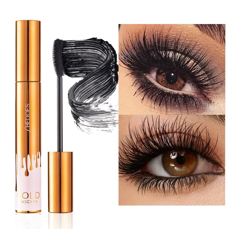 3D Mascara Verlängerung Schwarz Wimpern Wimpern Verlängerung Wimpern Pinsel Schönheit Make-Up Langlebige Gold Farbe Mascara