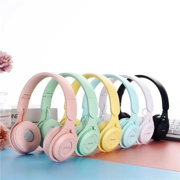 Macaron-Kopfhörer für Kinder, kabelloser Bluetooth-Kopfhörer, Stereo-Stirnband, Gaming-Headset mit Mikrofon, Gamer-Mädchen-Geschenk für mobiles Tablet