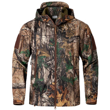 Männer Silent Soft Shell Camouflage Taktische Jacke Wasserdichte Warme Fleece Jagd Jacken Outdoor Wandern Angeln Mit Kapuze Mantel